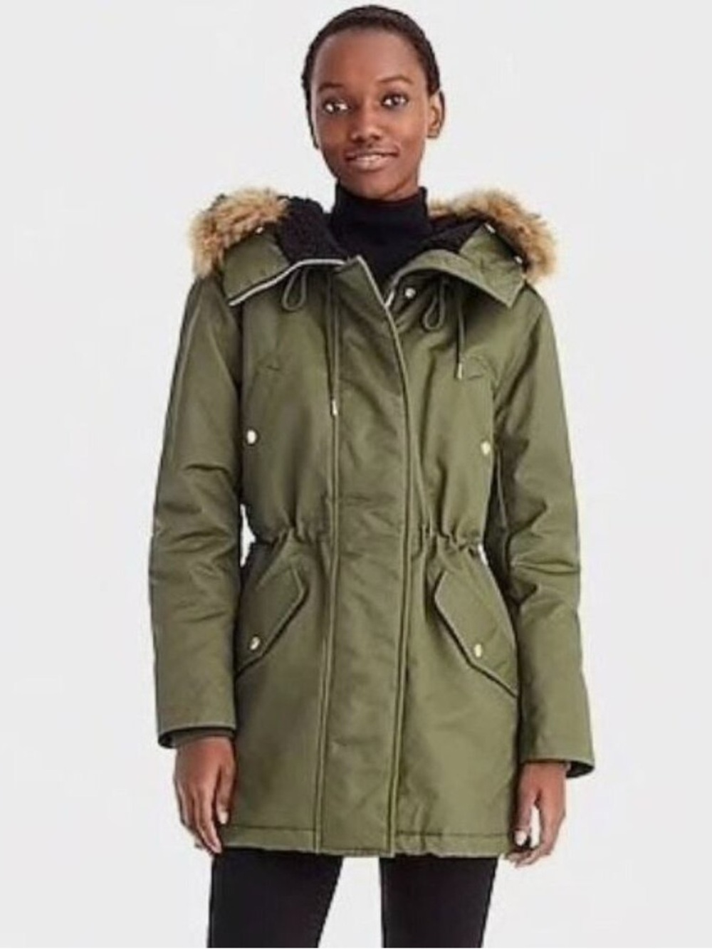 J. Crew The Perfect Winter Parka in Olive Green (S)